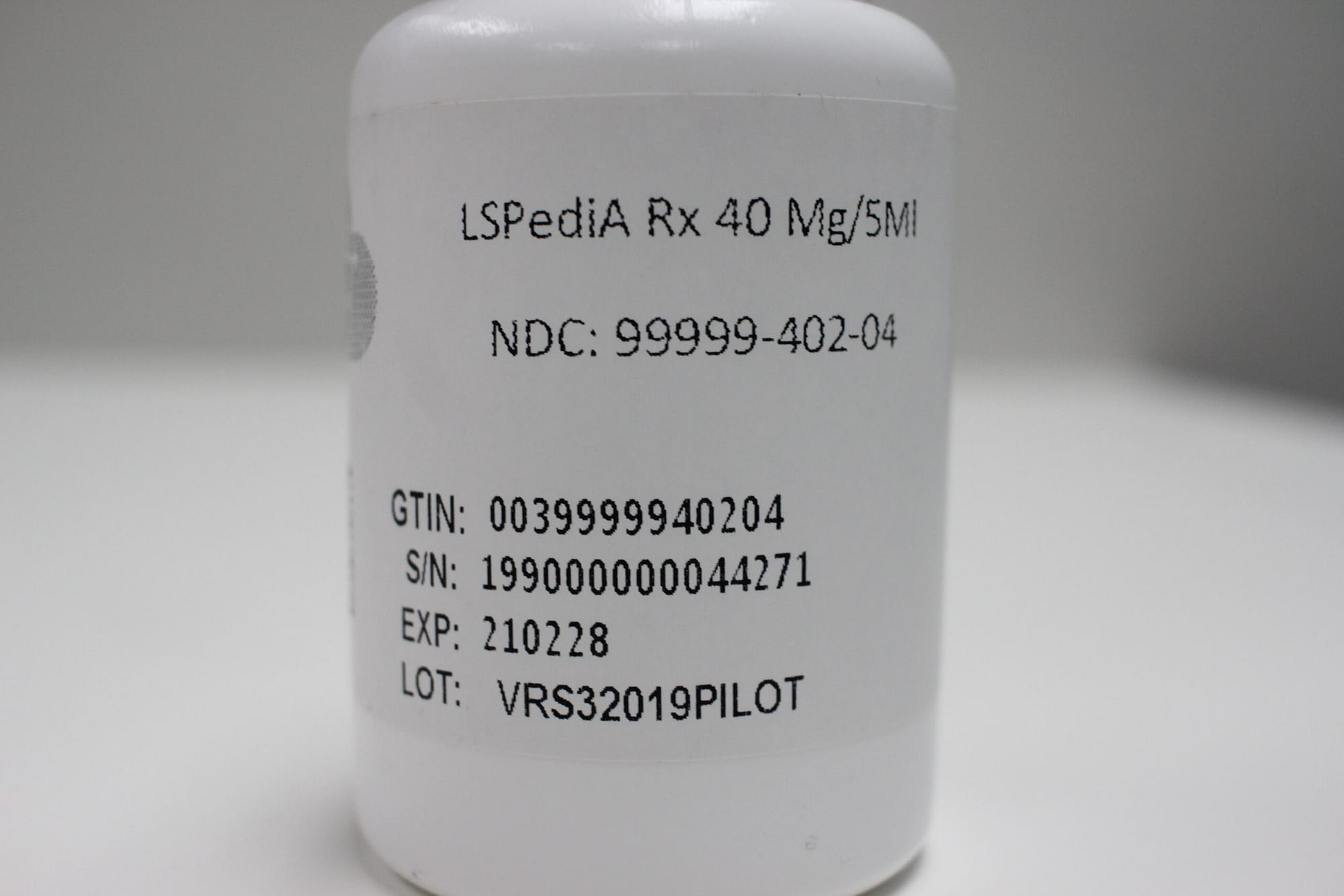 serialized drug product with NDC, GTIN, Serial Number, Expiration Date, and Lot Number